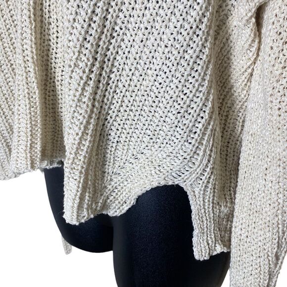 Eileen fisher white knit sweater slouchy split hem L/xl estimated organic cotton - Picture 4 of 6